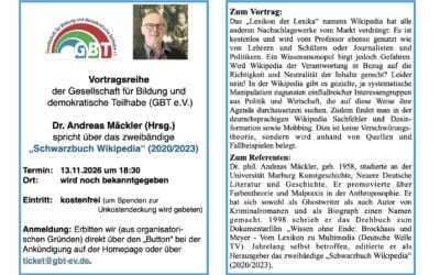Vortrag von Andreas Mäckler über Schwarzbuch Wikipedia 1 und 2 in Greifswald